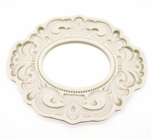 245mm Antique Photo Frame Mold, Oval Frame Silicone Mold, Picture Frame, Intaglio Art Frame, Food Safe
