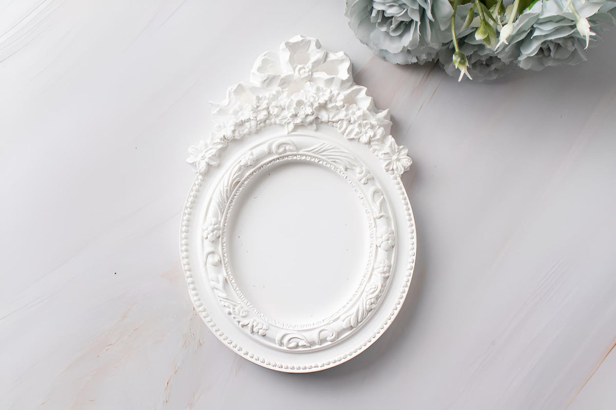 Flower Crown Frame Silicone Mold, Vintage Decor Tray, Intaglio Art, Wedding Gift Making