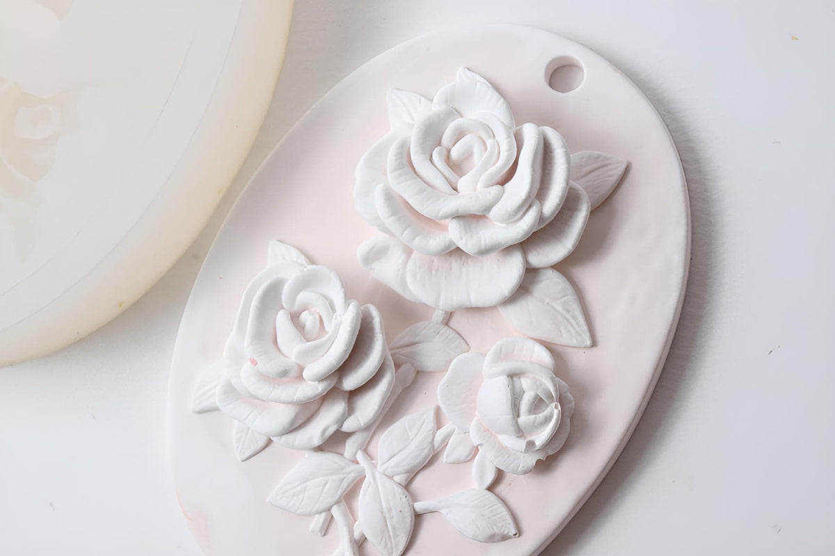 Flower tablet silicone mold, Wild Rose Intaglio Impression, Gypsum diffuser, Framed flower, Wall decor, Baking, Candle