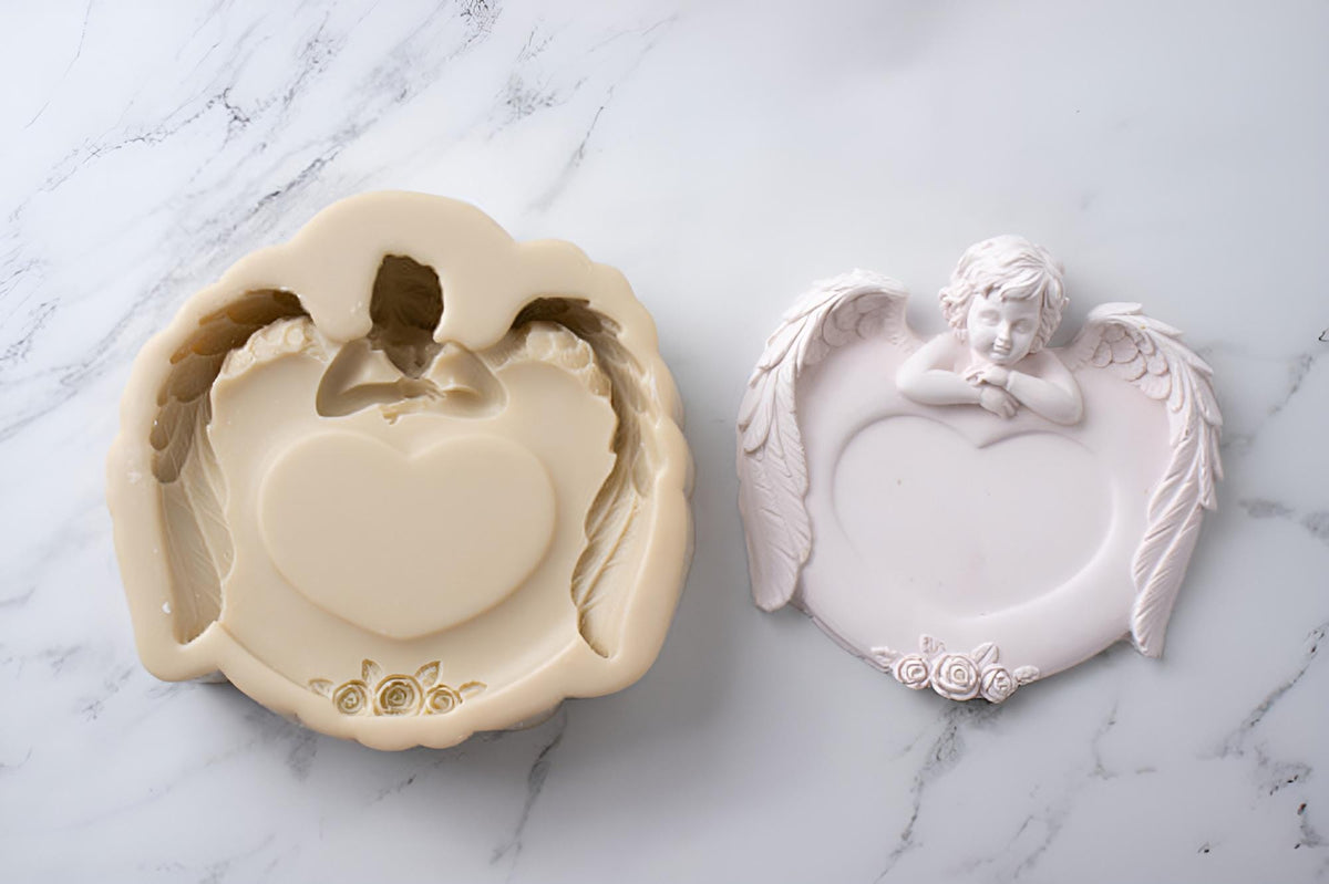 Baby Angel Frame Mold, Silicone Pottery Plaster Intaglio Art