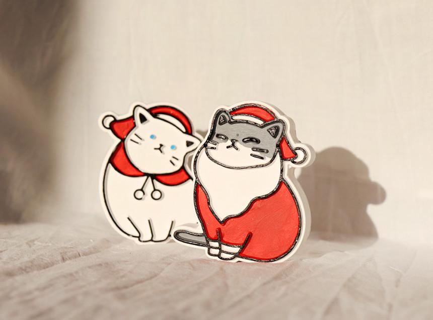 Christmas Cat Silicone Mold, Gypsum Diffuser, Resin Jesmonite