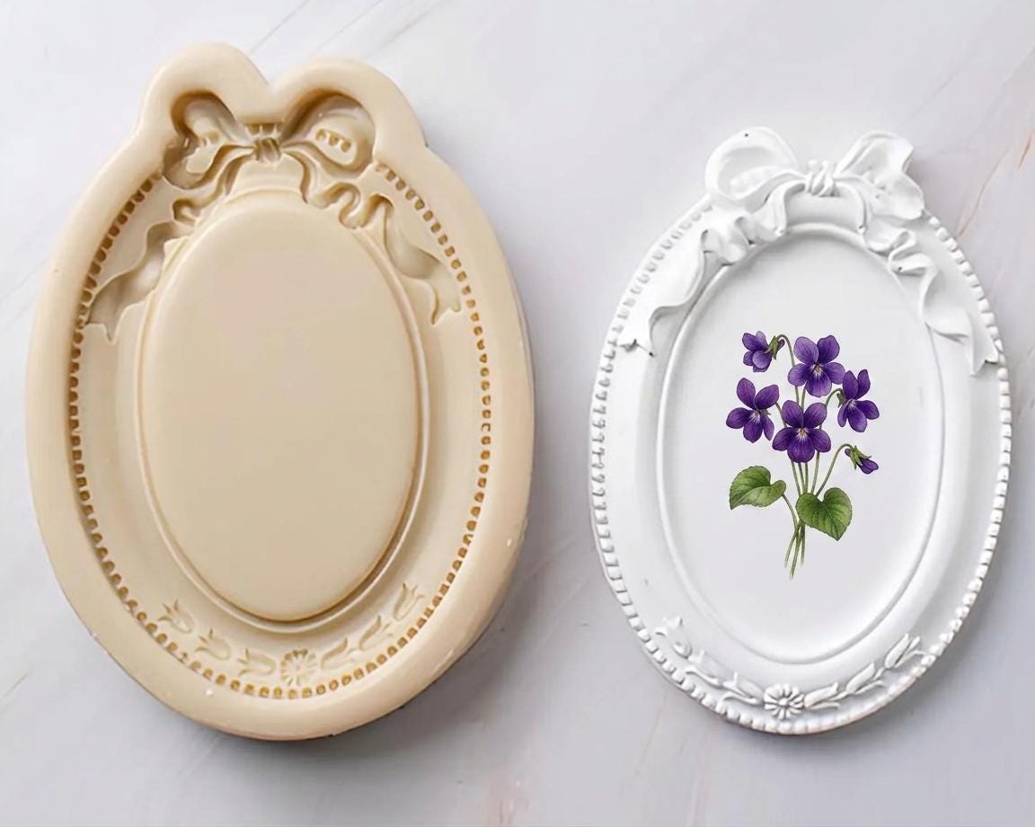 Ribbon Decor Frame Mold, Oval Rectangle Tray, Epoxy Clay