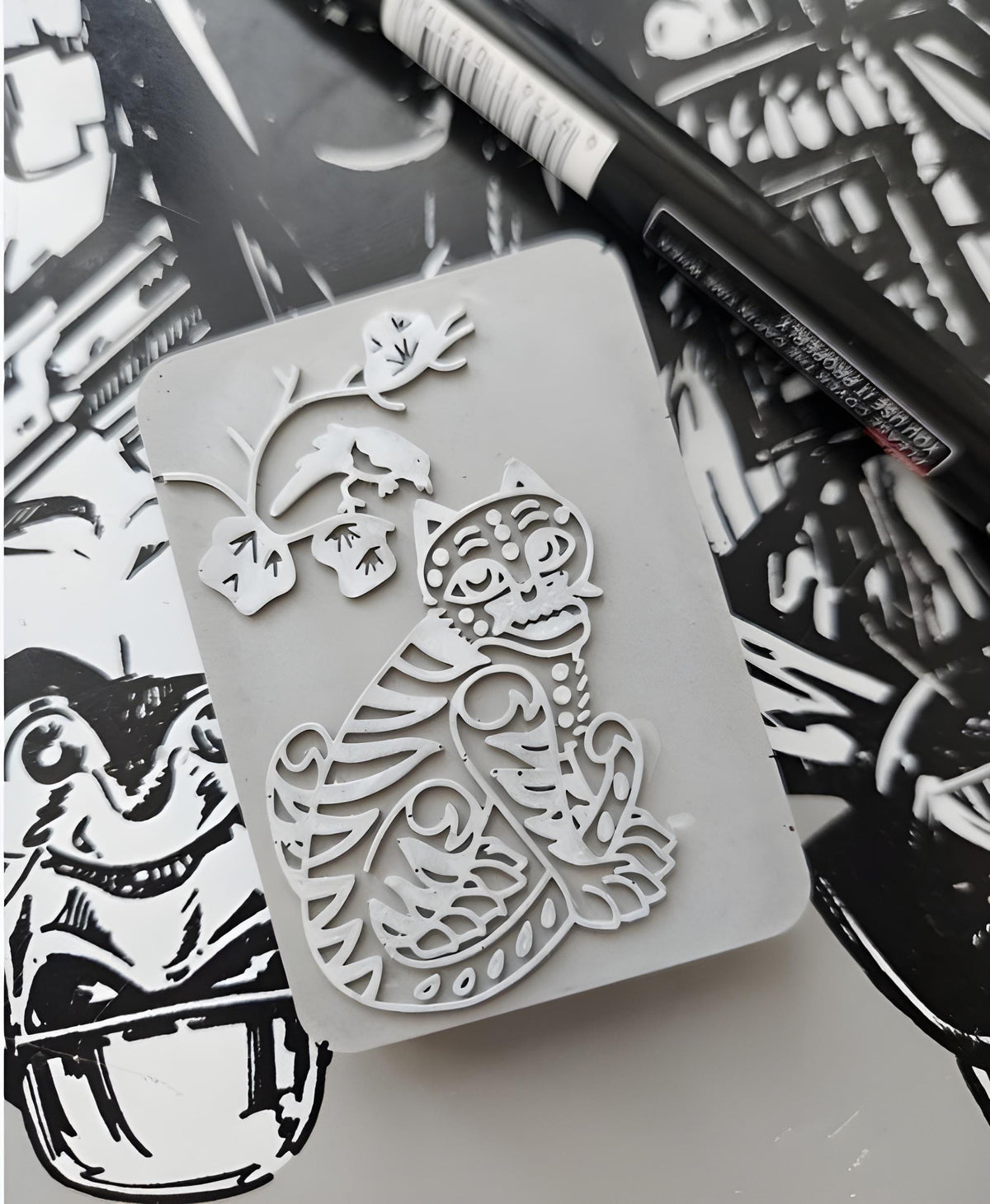 Tiger and Magpie Silicone Mold | Korean Folk Art, Resin, Soap, Candle