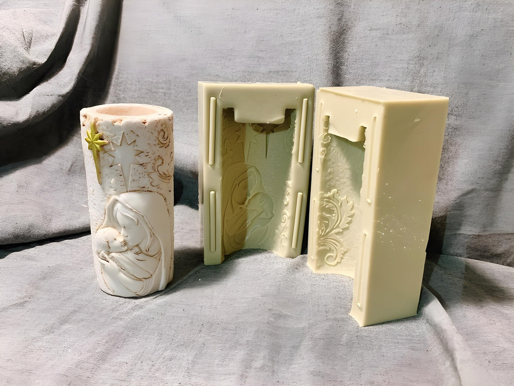 Jesus and Mary Cylinder Silicone Mold, 3D Tea Light Holder
