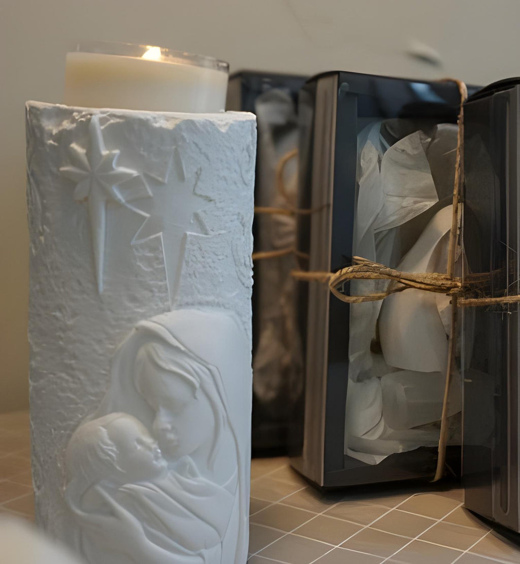 Jesus and Mary Cylinder Silicone Mold, 3D Tea Light Holder