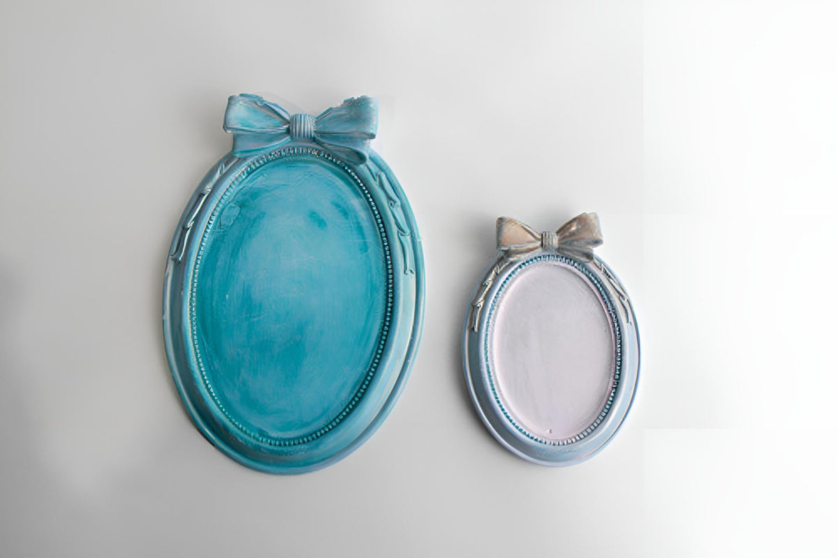 Vintage Oval Frame Silicone Mold, Ribbon and Bow Decor