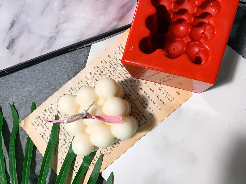 Rubik's Cube Silicone Candle Mold, Bubble Design