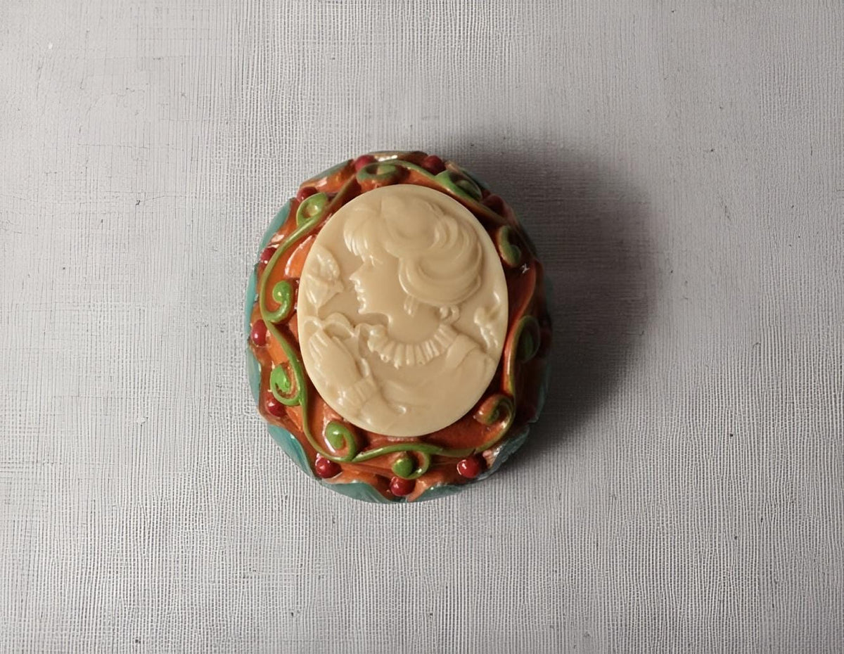 Antique Cameo Soap Mold, Hand-Carved Relief, Chocolate, Ornament Diffuser Making
