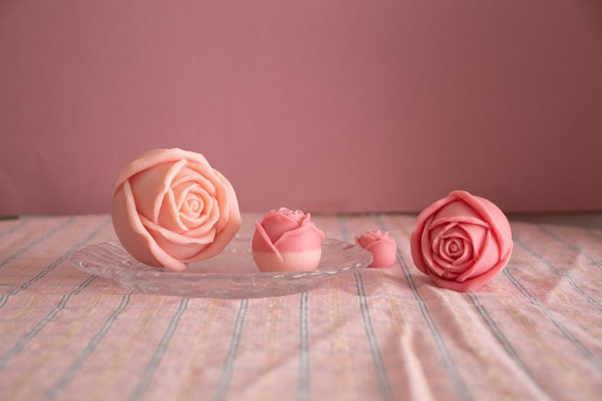 4 Size Rose Silicone Mold, Candle, Soap, Plaster