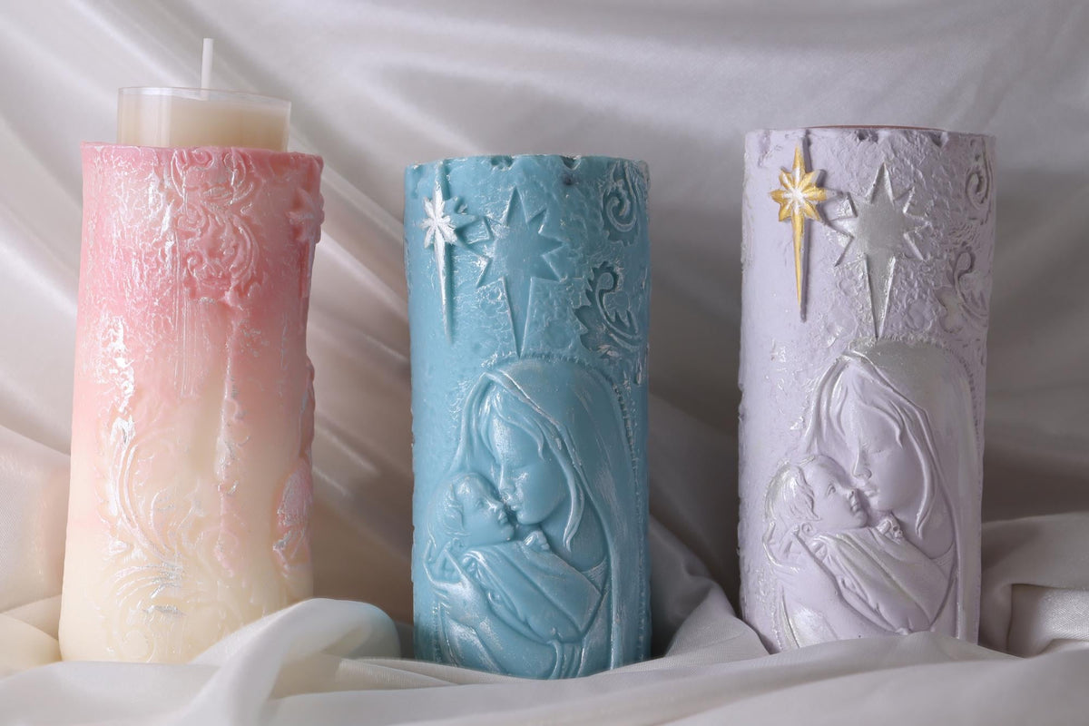 Jesus and Mary Cylinder Silicone Mold, 3D Tea Light Holder