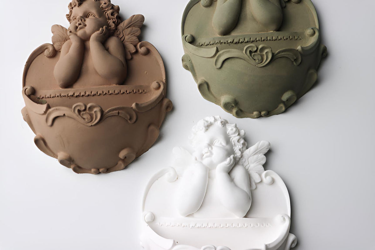 Cherub Wall Planter, Angel Wall Decor, Vintage Style Resin Sculpture