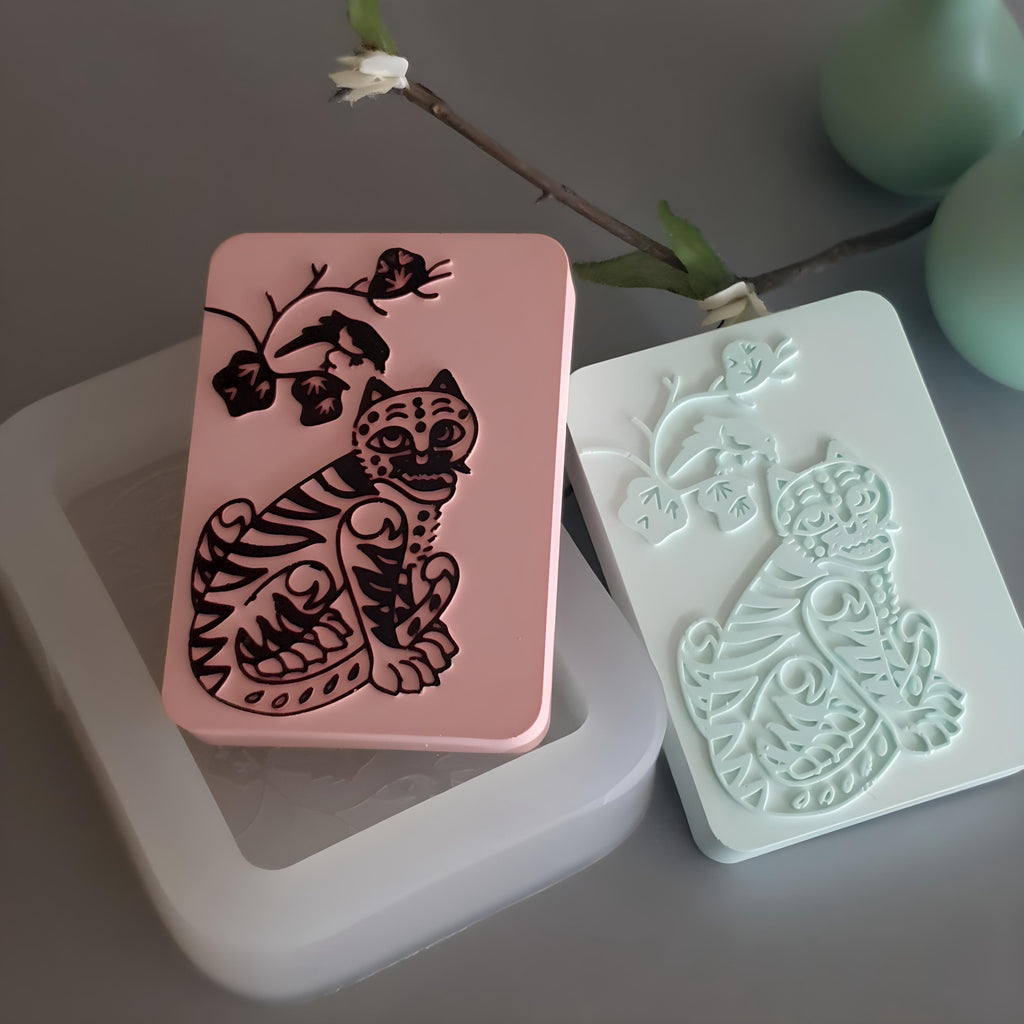Tiger and Magpie Silicone Mold | Korean Folk Art, Resin, Soap, Candle