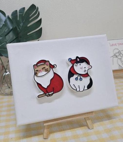 Christmas Cat Silicone Mold, Gypsum Diffuser, Resin Jesmonite