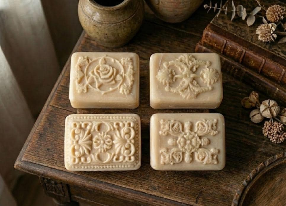 Antique European Style Soap Mold, Hand-Carved Relief, Floral Ornament Diffuser Making