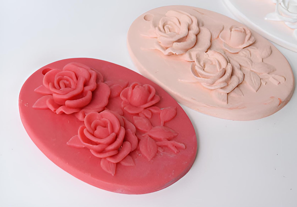 Flower tablet silicone mold, Wild Rose Intaglio Impression, Gypsum diffuser, Framed flower, Wall decor, Baking, Candle