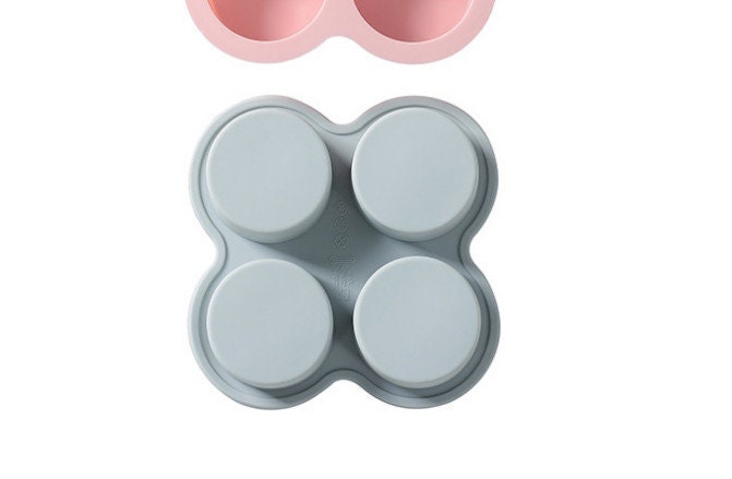 4-Cavity Round Silicone Mold, Soap, Candle, Cake, Candy