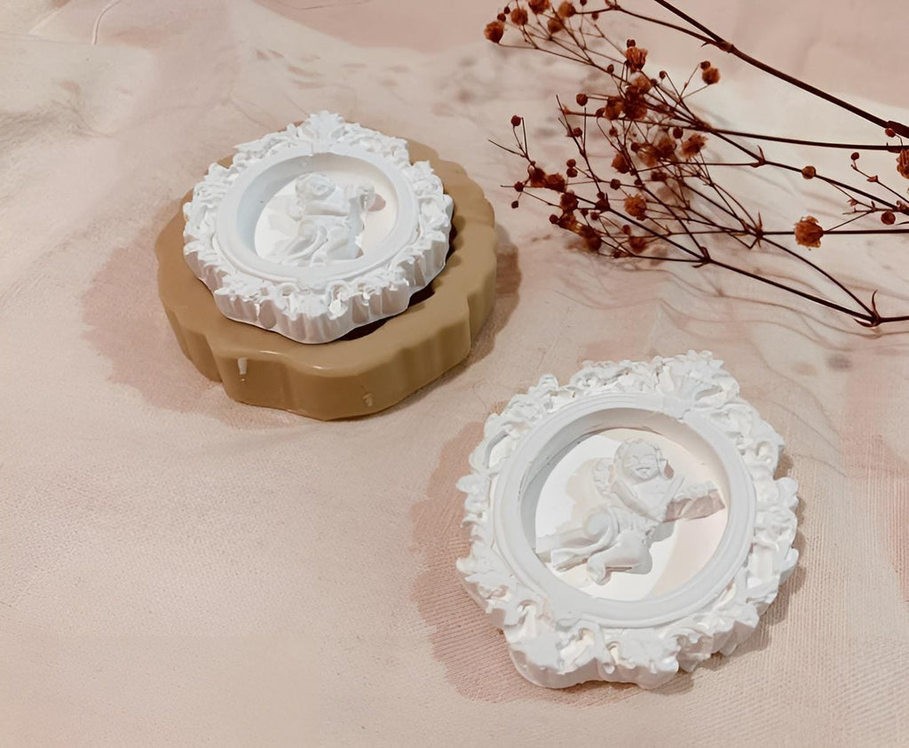 Baby Angel Frame Silicone Mold, Intaglio Art Centerpiece
