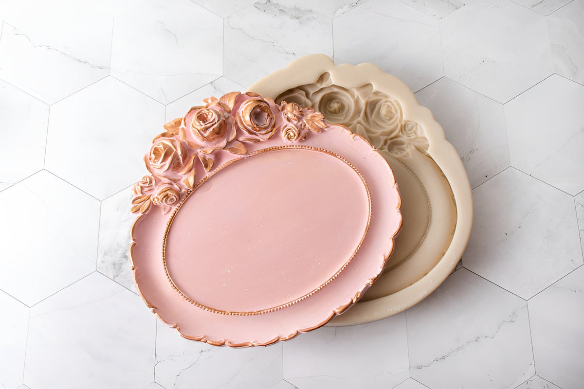 Rose Silicone Tray Mold, Large Antique Picture Frame