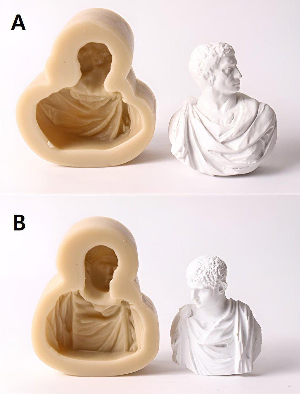 Roman Bust Silicone Mold, Mini Sculpture, Fridge Magnet, Intaglio Art