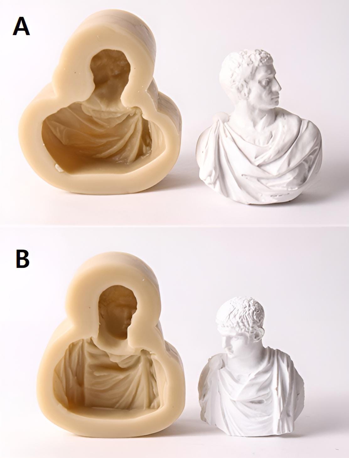 Roman Bust Silicone Mold, Mini Sculpture, Fridge Magnet, Intaglio Art