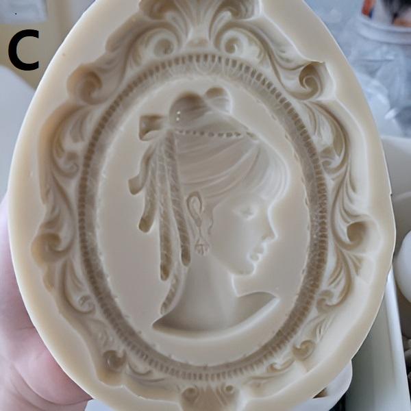Cameo Lady Silicone Mold, Antique Candle Decor, Intaglio Art