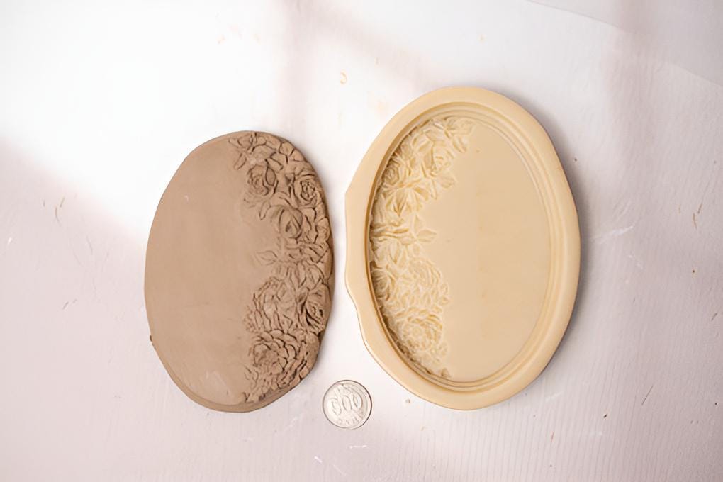 Oval Rose Vine Silicone Mold, Frame, Pottery Resin
