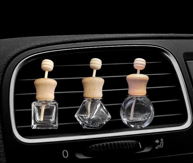 Set of 3 Wood Cap Car Reed Diffuser, Aroma Bottle