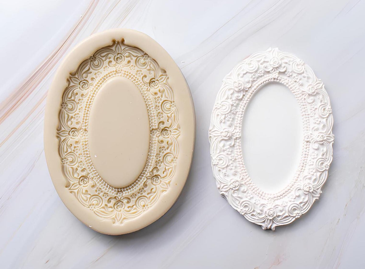 Rose Bead Frame Silicone Mold, Vintage Decor Tray, Intaglio Art
