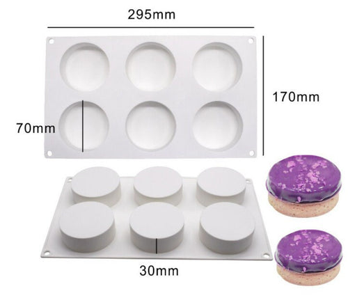 6-Cavity Circle Silicone Mold, Soap, Cake, Candy