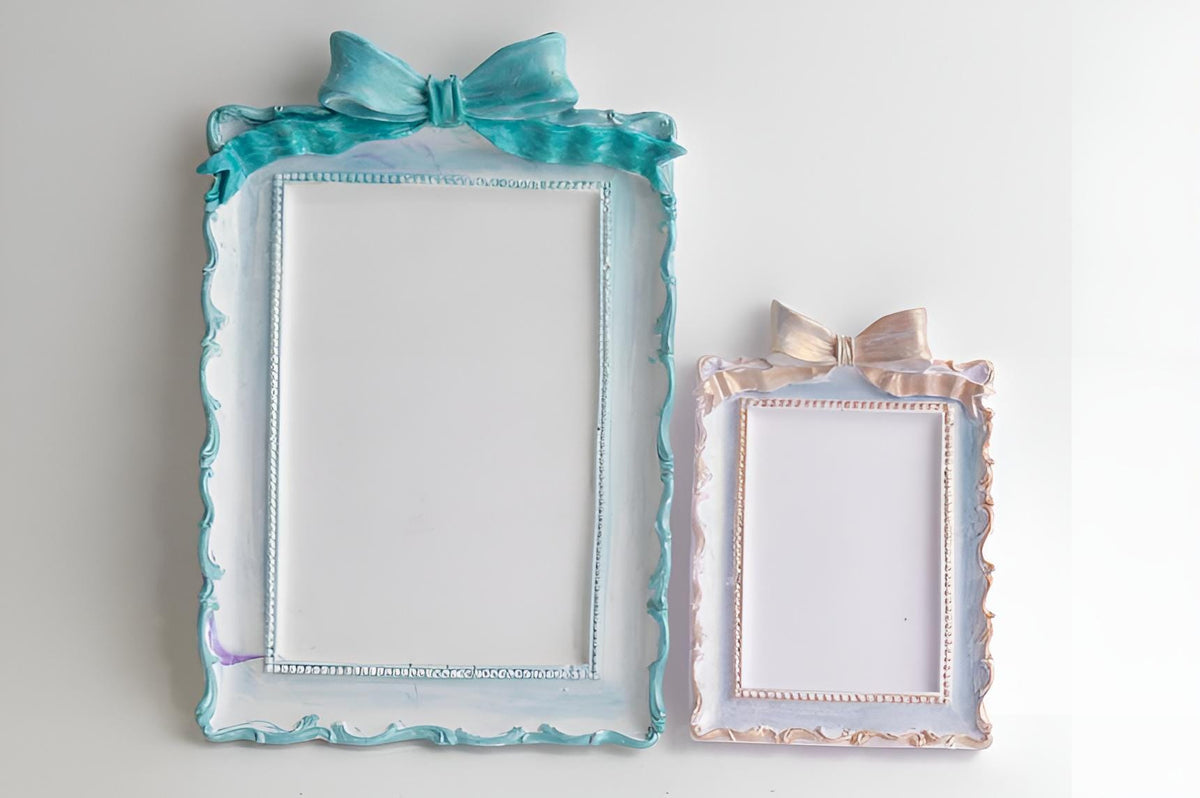 Vintage Ribbon Picture Frame Silicone Mold, Cake Decor