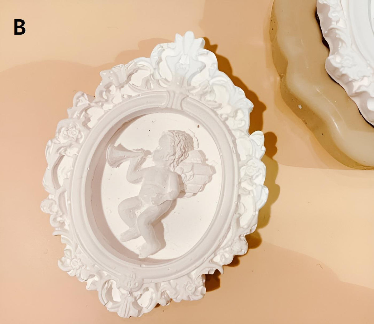 Baby Angel Frame Silicone Mold, Intaglio Art Centerpiece