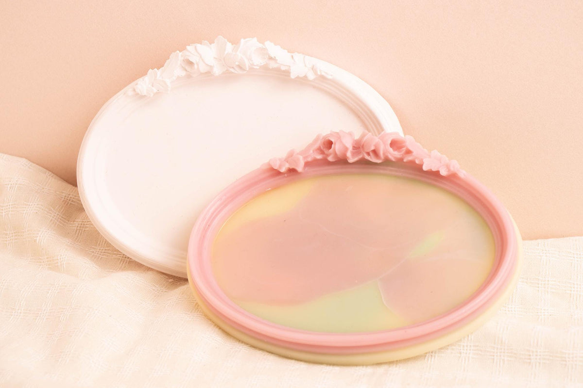 Oval Camellia Frame Silicone Mold, Cake Decor, Intaglio Art