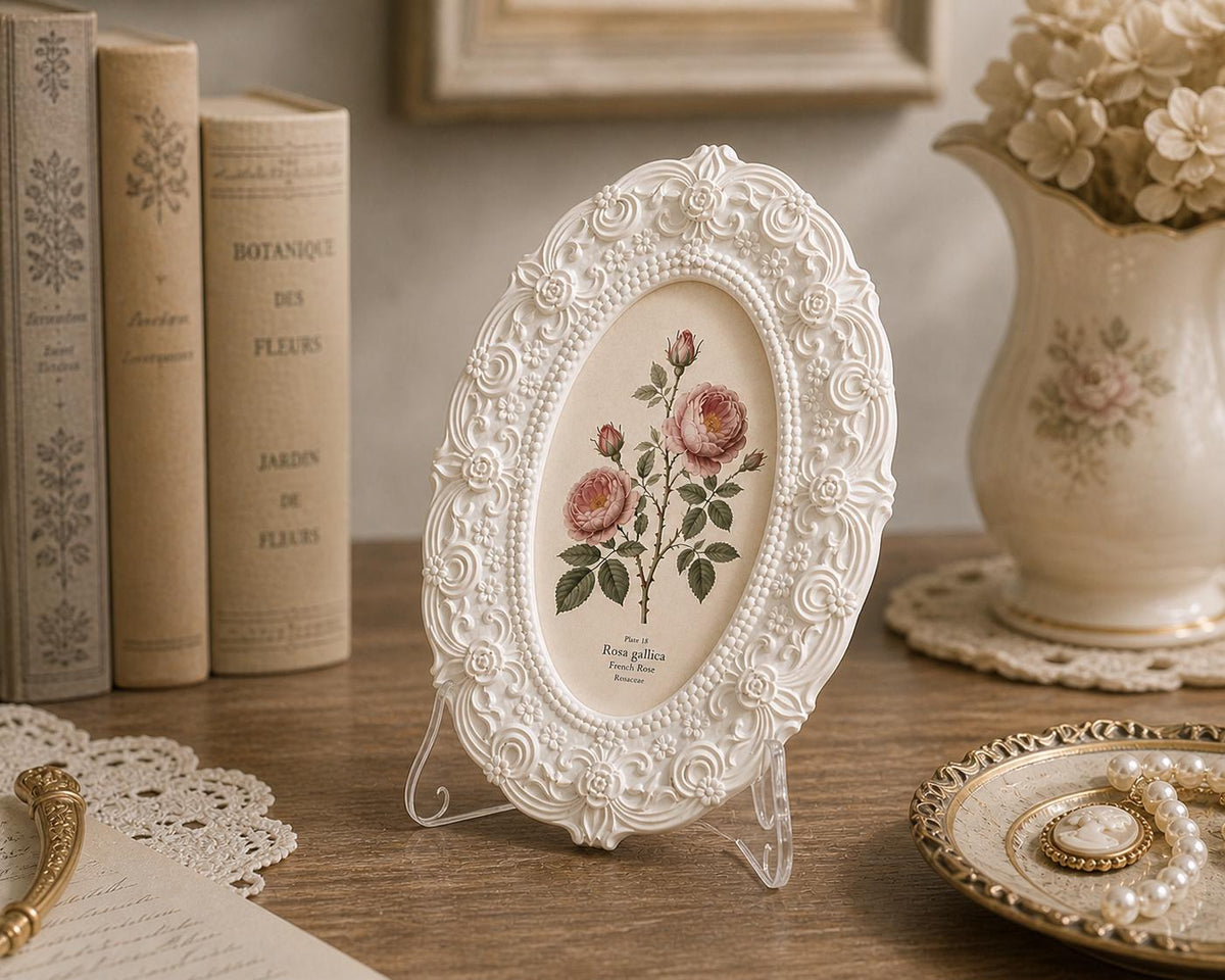 Rose Bead Frame Silicone Mold, Vintage Decor Tray, Intaglio Art