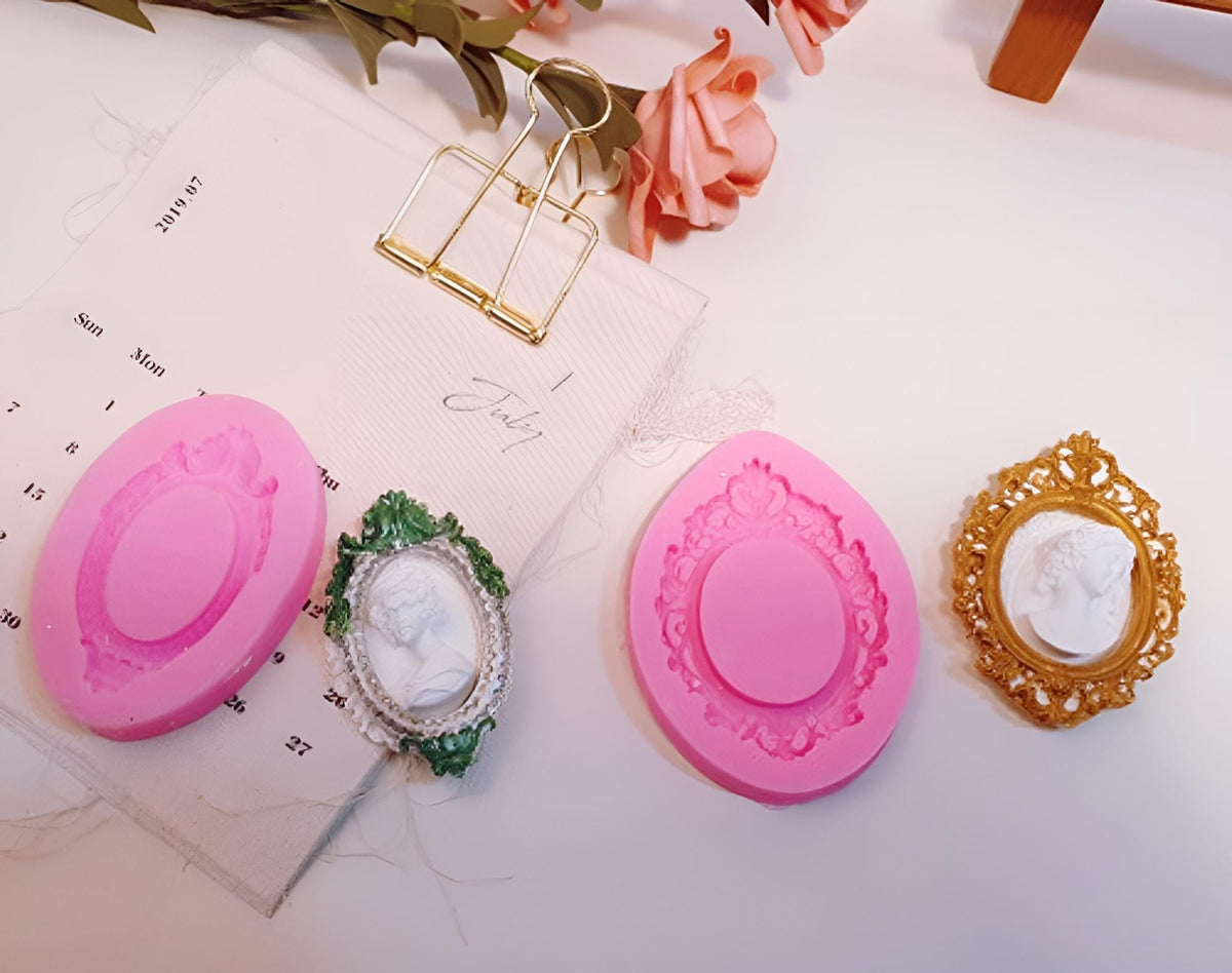 Vintage Cameo Frame Silicone Mold, Antique Decor, Epoxy Resin