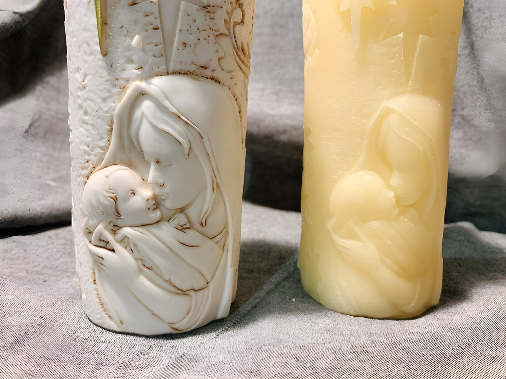 Jesus and Mary Cylinder Silicone Mold, 3D Tea Light Holder