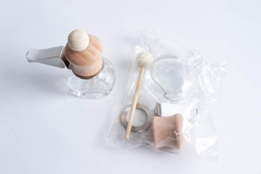 Set of 3 Wood Cap Car Reed Diffuser, Aroma Bottle
