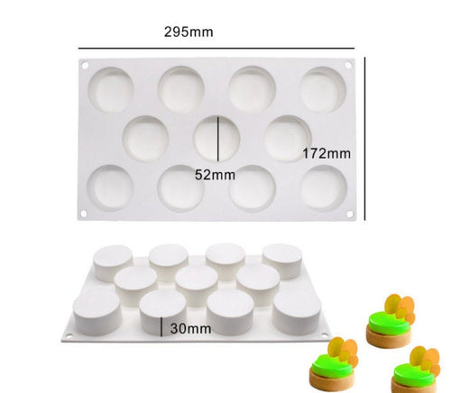 11-Cavity Circle Silicone Soap Mold, Candy, Cake Decoration