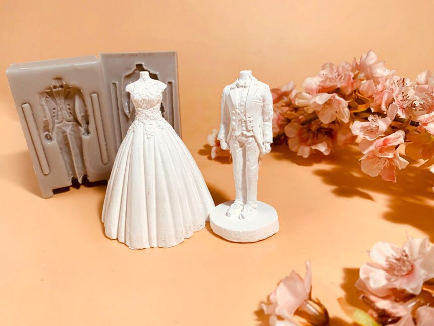 Bride wedding dress silicone mold, wedding gift making mold, wedding dress mold, candle plaster jesmonite concrete
