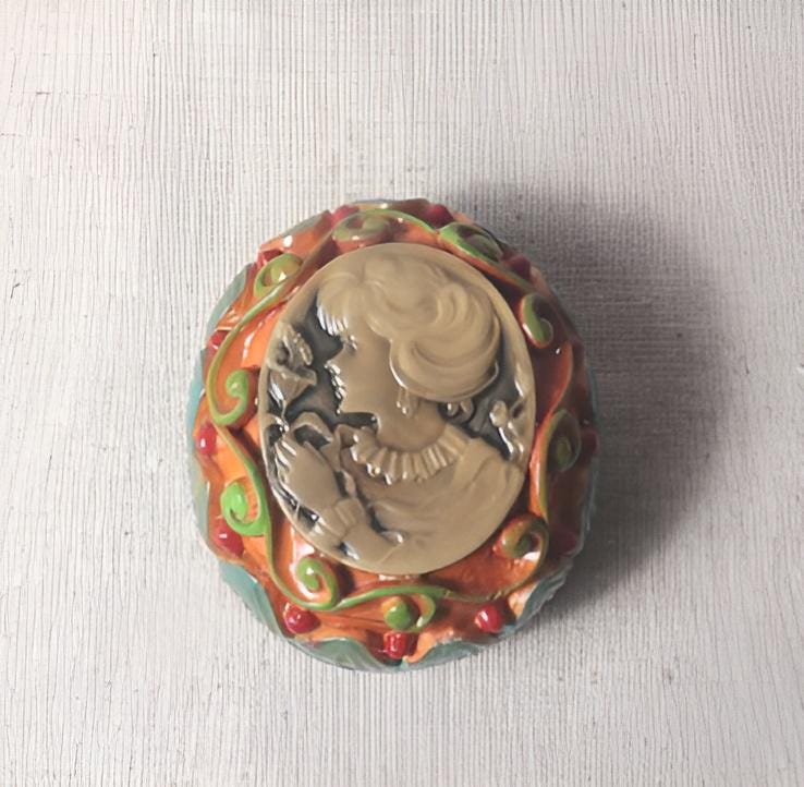 Antique Cameo Soap Mold, Hand-Carved Relief, Chocolate, Ornament Diffuser Making