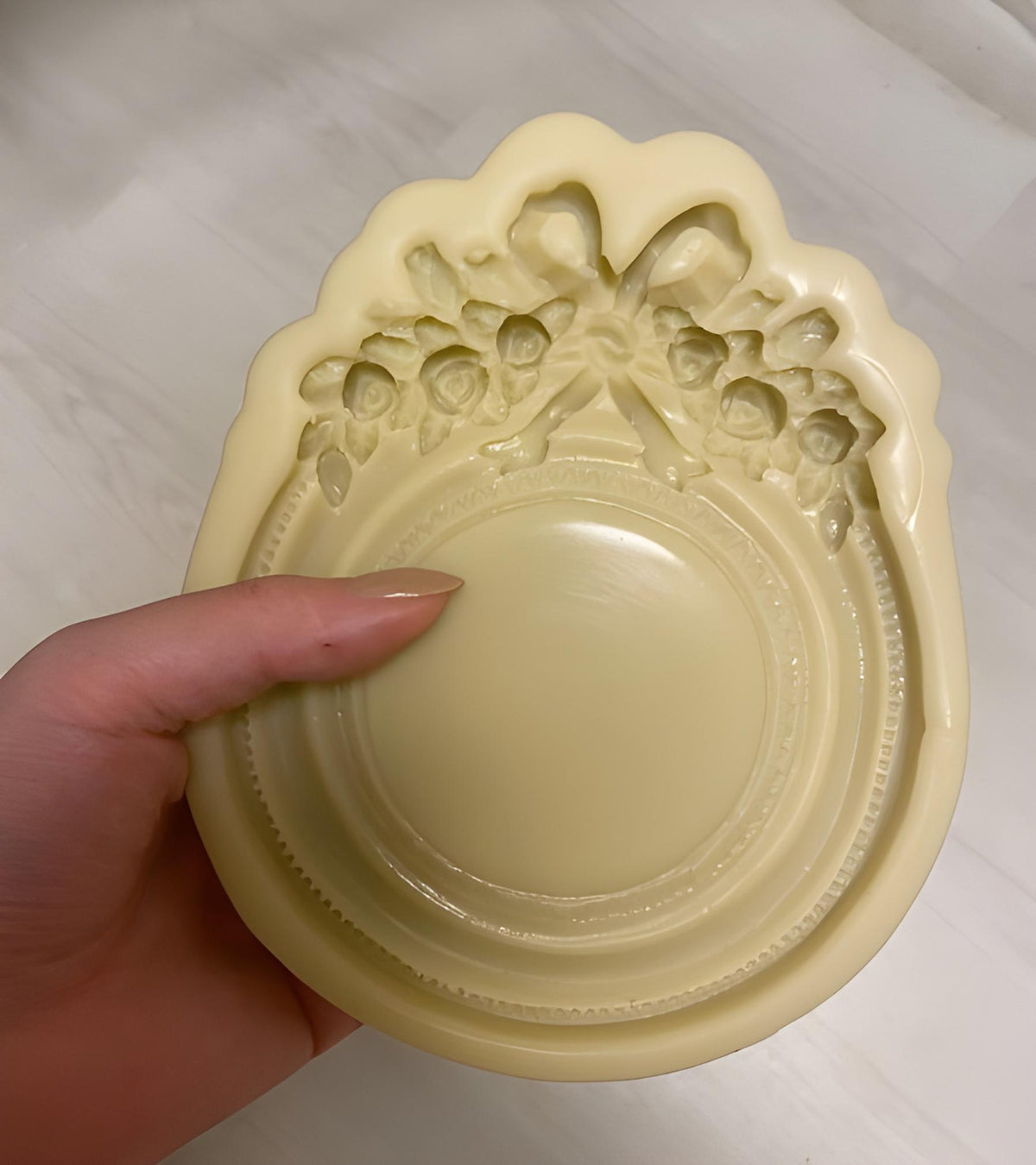 Rose Ribbon Decor Frame Silicone Mold, Vintage Tray