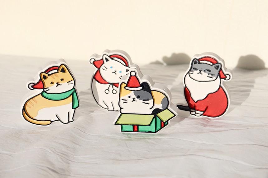 Christmas Cat Silicone Mold, Gypsum Diffuser, Resin Jesmonite
