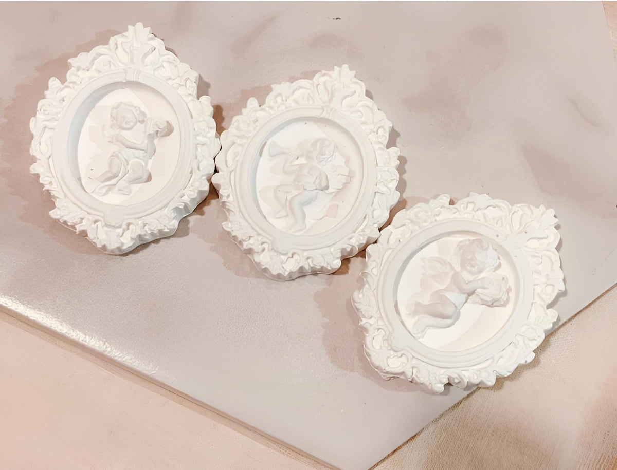 Baby Angel Frame Silicone Mold, Intaglio Art Centerpiece