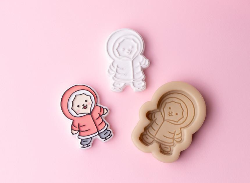 Winter Dog Character Silicone Mold, Clay Resin Craft