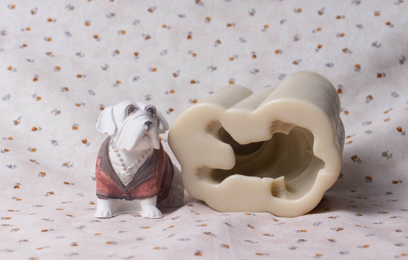 Bulldog Gentleman Silicone Mold, Candle Resin Soap Plaster