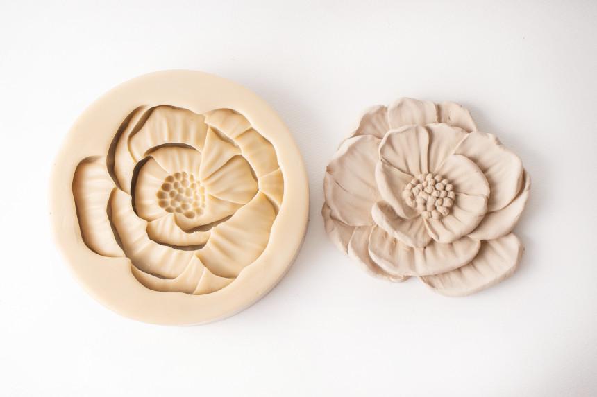 Large Tree Peony Silicone Mold, Pottery & Cake Decor