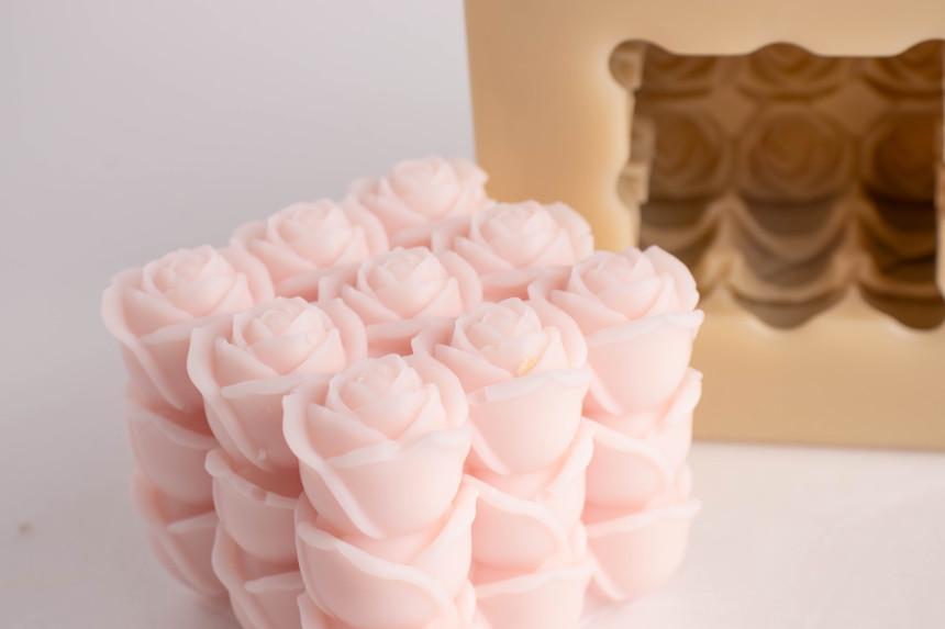 Cube Rose Silicone Mold, Candle, Resin, Clay, Concrete