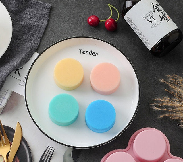 4-Cavity Round Silicone Mold, Soap, Candle, Cake, Candy