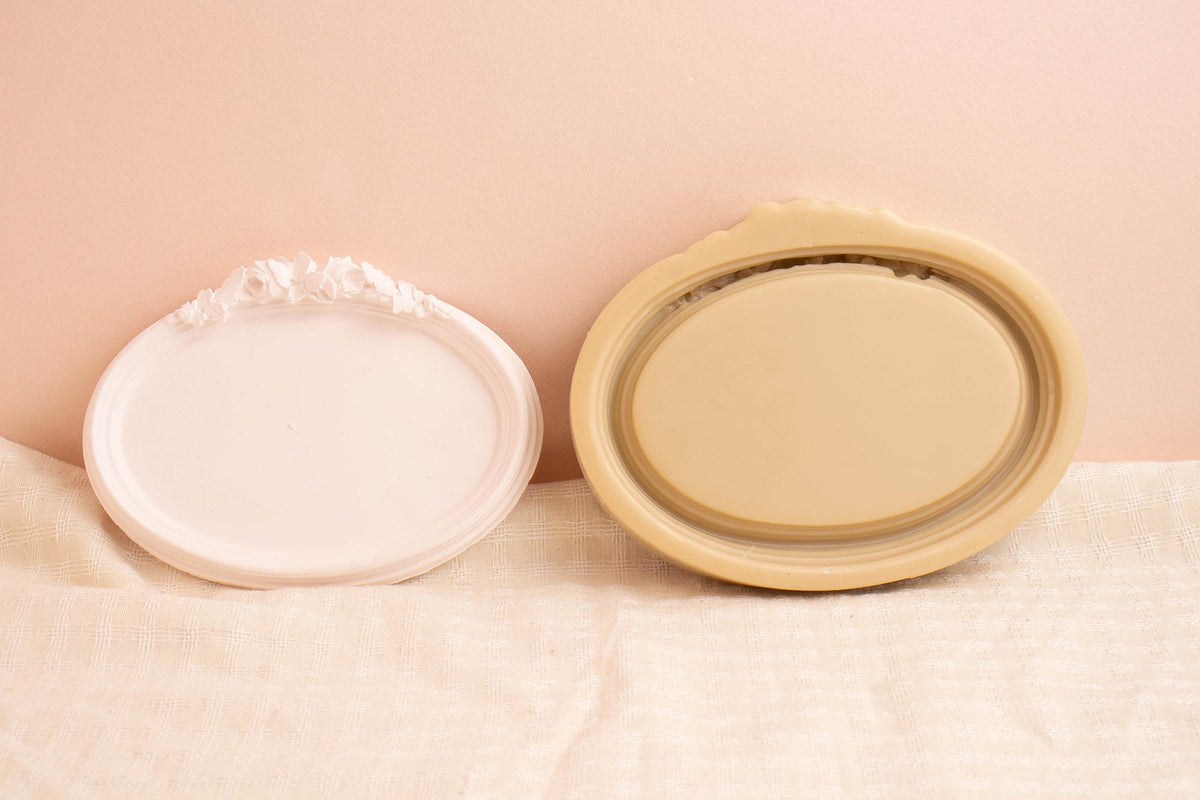 Oval Camellia Frame Silicone Mold, Cake Decor, Intaglio Art