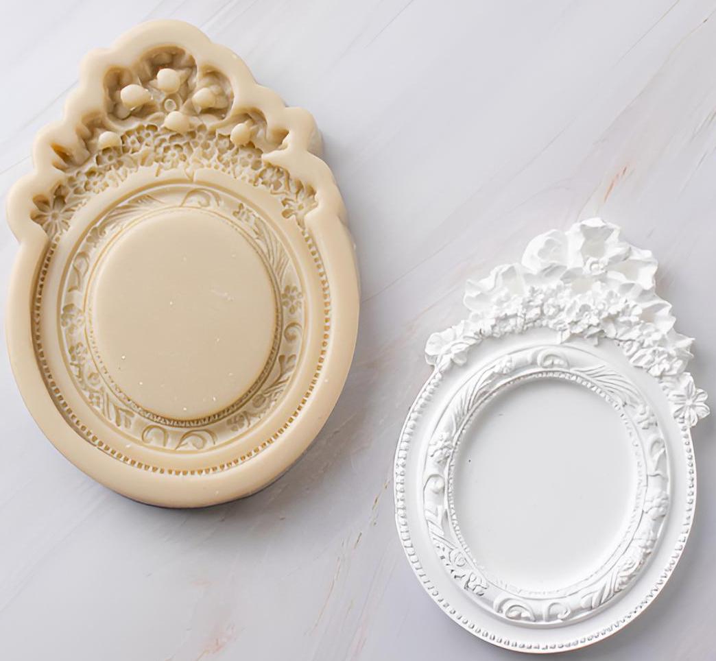 Flower Crown Frame Silicone Mold, Vintage Decor Tray, Intaglio Art, Wedding Gift Making