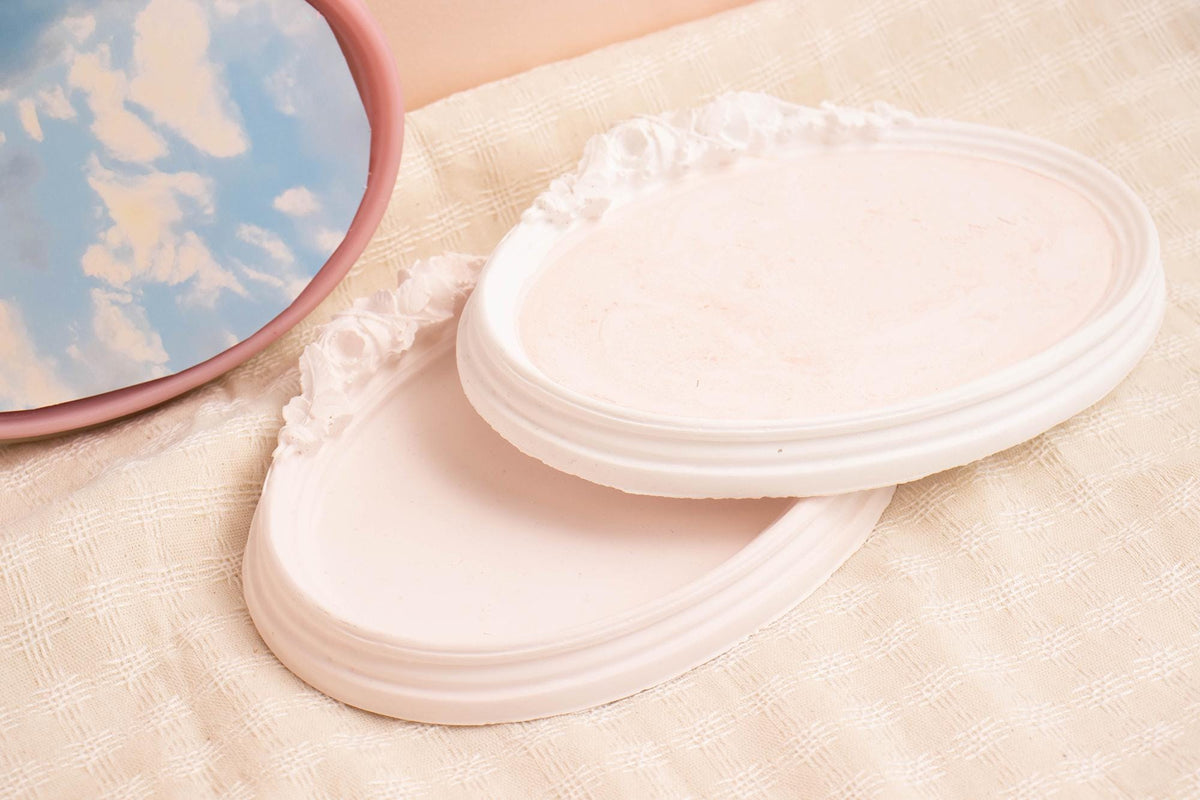 Oval Camellia Frame Silicone Mold, Cake Decor, Intaglio Art